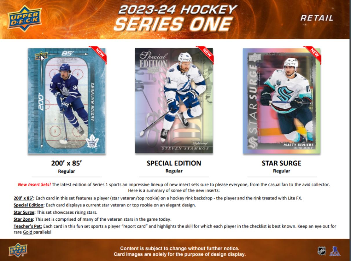 NHL 2023/24 Upper Deck Hockey Series 1 Blaster Trading Cards (Display